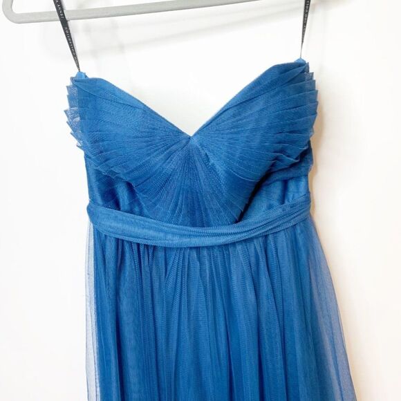 Jenny Yoo Dress Womens 2 Blue Strapless Tie Waist Annabelle Bridesmaid Gown - Picture 3 of 7